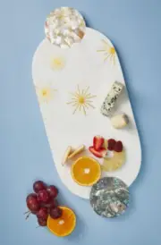 NEW Gauri Kohli Handcrafted Montenegro Marble & MOPearl Cheese Board