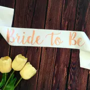 White Bride To Be Bridal Shower Satin Sash - Rose Gold Print