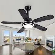42 Inch Black Ceiling Fans with Light Remote Control, 5 Blades Thin Solid Woo...