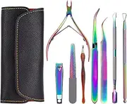 Rainbow Tungsten Steel Manicure Pedicure Set with Scissors, Tweezers, Exfoliating Tool Kit, Cuticle Scissors, Pliers, Exfoliator, Nail Clipper and Trimmer /49