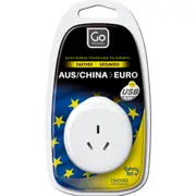Go Travel Outbound Euro with USB-A Travel Adapter