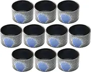Set of 10 Iron Senka Ruri Tubular Rice Bowl (Large) [4.6 x 3.3 inches (117 x 85 mm)] | Hitsu, Rice Stand