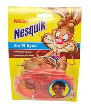 Nestle Nesquik Sip 'R Eyes Drinking Straw Glasses Red Brand New