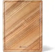 MITSUMOTO SAKARI Japanese Acacia Wood Cutting Board, 42x28.5x2.3 cm Kitchen Cutting Board for Meat Vegetables Cheese, Textured Chopping Board with Juice Groove
