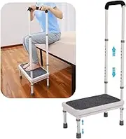 Step Stool with Handle for Elderly Adults High Beds Steps Heavy Duty Metal Stepping Stool Mobility Aids Stand Assist Medical Adjustable Bariatric Step Stool for Kitchen, Bedside, SUV, Bath - 400 lbs