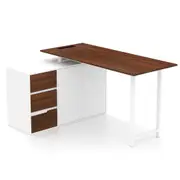 Costway L-Shaped Desk Reversible Corner Computer Table Office Workstation w/Storage & Charging Station Brown