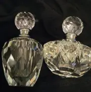 Oleg Cassini Babette Crystal Perfume Bottles Signed Set Of 2