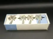VTG Palm Tree -Studio Nova Island Trees- Coastal Tropical Napkin Rings Set 4