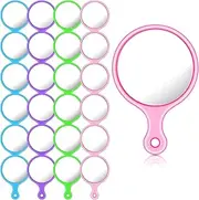 Yalikop 24 Pcs Mini Handheld Mirror Small Held Mirror 2.4 Inches Cosmetic Round Mirror with Handle Portable Small Handheld Mirror Travel Makeup Handheld Mirrors for Women
