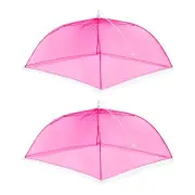 17"X17" Mesh Food Covers, 2 Pcs Collapsible Food Screen Tent Umbrella, Pink