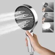 ACA Chrome Round Large Hand Held Shower Rose 4-MODE Spray Head 150mm