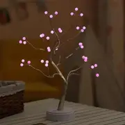 ANYHOUZ Table Lamp Pink 36 LED Bonsai Tree Desk Light USB Rechargeable For Living Room