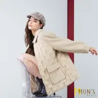 在飛比找momo購物網優惠-【MON’S】輕盈修身羽絨拼接羊毛外套