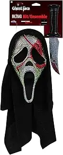 Fun World Ghost Face Bloody Bling Mask and Knife Costume Accessory Set, Multi-Color