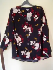 Quality Sue BNWT!! BEAUTIFUL LONG AUTOGRAPH l/sl SHIRT Plus size 22/24