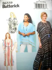 Tunic Top Caftan Size XS-M Butterick 6559 Sewing Pattern *