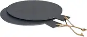 Argon Tableware Slate Serving Paddle - 35cm - Pack of 2 - Black Natural Slate Rustic Raw Cut Serving Platter Pizza Savoury Placemat Cheese Board with Soft Padded Feet & Handle