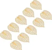 uxcell Leaf Pendants, 10Pcs 2.2"/56mm Metal Tree Leaf Beads Bulk Leaves Charm Mesh for Jewelry Making Bracelet Necklace Earring Keychain Style 6, Rose Gold