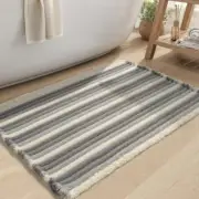 Striped Bath Mat Rug, Super Absorbent Non Slip Bath Mats for 24" x 36" Grey