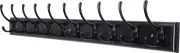 Coat Rack Wall Mounted: 10-Hooks, 38-1/4" Long, 16" Hole to Hole, Wood Coat Hook