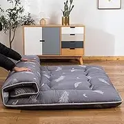 Japanese Futon Mattress,Roll Up Floor Mattress Thick Tatami Mattress for Camping, Guest Room,Dorm Single Double LLCDZR(Grey Feather,120x200cm)