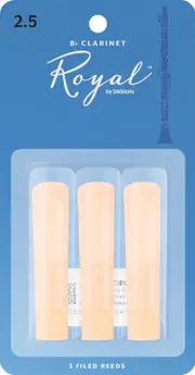 Rico Royal Bb Clarinet Reeds, Strength 2.5, 3-pack
