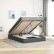 Ottoman Bed with Mattress Dark Grey Queen Fabric,Beds & Bed Frames 88.2KG-3311143