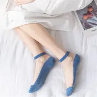 在飛比找蝦皮購物優惠-韓國純棉透氣船襪雛菊水晶網眼玻璃纖維及踝襪