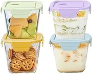 Glass Food Storage Containers, 4 Piece Set of Glass Meal Prep Containers with Lid, Microwave and Refrigerator Safe, Suitable for oat, Fruits, Salads, Lunches etc.