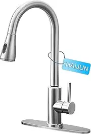 HAIJUN Pull Out Kitchen Faucet Dual Modes Spout Gooseneck Swivel Laundry Sink Mixer Tap