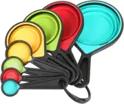 Collapsible Silicone Measuring Cups and Spoons Set 8-Piece Adjustable Measuring