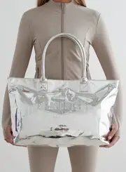 [aim'n] Silver Chrome Tote Bag