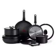 14 Piece Onyx Black Cookware Set Removable Handle Induction Safe Non Stick