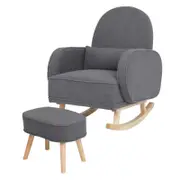 Levede Rocking Chair Armchair Sherpa with Footstool Grey Colour