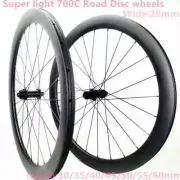 700c Carbon Road Bike Wheelset 28mm Wide Disc Brake 30-60mm Clincher Tubeless