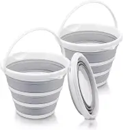 2-Pack Collapsible Buckets - 2.6 Gallon (10L) Multi-Purpose Portable