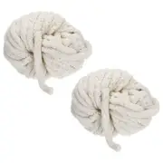2pcs Chunky Yarn Bulky Thick Fluffy Yarn for Crochet Blanket,Beige