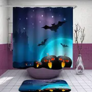 Scary Halloween Pumpkins and Bats Shower Curtain