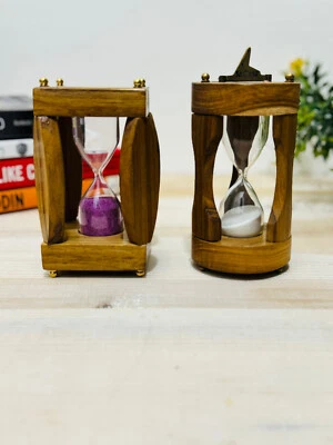 Set of Stylish Wooden Sand Timers Hourglass a Home Decor Gift For Christmas Day