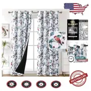 Elegant 96” Blackout Curtains with Wild Berry Print - Machine Washable Drapes