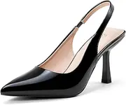 Women's Slingback Kitten Heel Pointed Closed Toe Stiletto Pumps Slip on Elastic Strap Wedding Party Dress Sandals Shoes