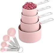 8 Pieces Measuring Cups Spoons Set Nesting Measuring Cups Measuring Cups and Spoons Set with Stackable Stainless Steel Handle for Dry and Liquid Ingredient Measuring