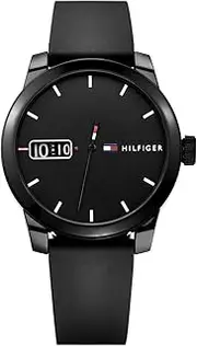 [Tommy Hilfiger] Men's Denim 1791382 Quartz Watch, Black, 42 mm Case Diameter