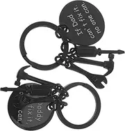 [MOBUTOFU] 2pcs Stainless Steel Keychain for Father Day Durable Keyring Hanging Decor Multi Functional Dad present with Engraved Letters Practical Key Holder for Everyday Use