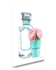 Stupell Teal Blue Perfume Bottle and Pink Peonies