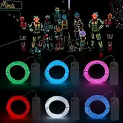 6 Pack EL Wire Kit 3 Lighting Modes 9ft Electroluminescent Wire Neon Light Rope Lights Flexible Neon EL Wire Sign Costume Light Kit for Halloween Christmas Party Festival Clothing Bike Car Decoration