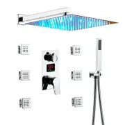 Chrome Shower Faucet Set Temperature Digital Display With Massage Body Jets syst