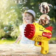 Bubble Gun 29 Holes Electric Automatic Rocket Bubbles Machine Kids Toy With LED