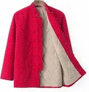 [NTWSHS] Chinese Clothing Winter Cotton Tang Suit Hanfu Men Thick Warm Jacquard Tai Chi Uniform Jacket Long Sleeve Chinese Traditional Clothes Tops, Kung Fu Shirt Coat Martial Arts Suit(XXL-3XL)