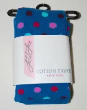 NWT Love U Lots Girls Teal Blue Polka Dot Footed Tights 12-24M 2-4 Years